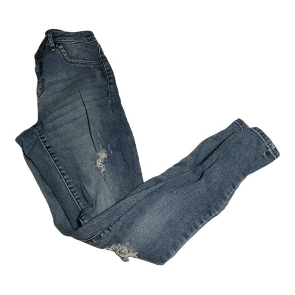 Garage Womens Destroyed Skinny Jeans Medium Wash Stretch Size 11